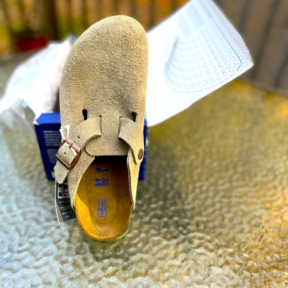 Birkenstock Boston Taupe Suede!  The one you want and can’t find anywhere!